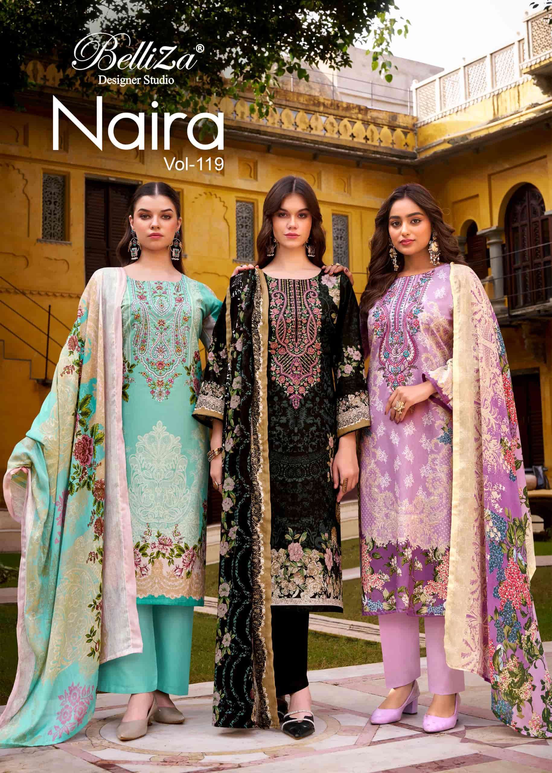 BELLIZA DESIGNER NAIRA VOL-119 PURE COTTON EMBRODERY WORK SALWAR KAMEEZ DEALER IN INDIA 