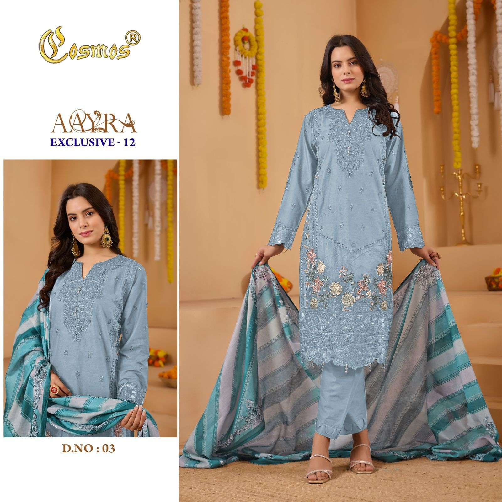 COSMOS FASHION AAYRA EXCLUSIVE VOL-12 LAWN COTTON READYMADE PAKISTANI SUIT DEALER IN INDIA