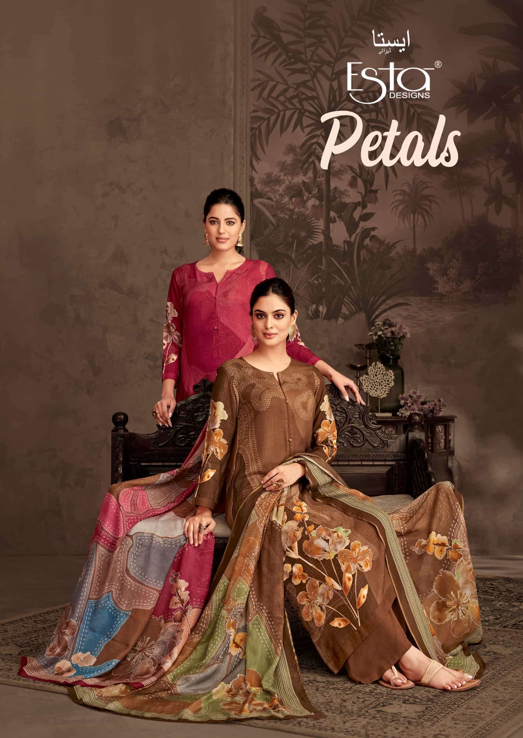 ESTA PETALS PURE PASHMINA DIGITAL PRINTED STYLISH WINTER LADIES SUIT CATALOG DEALER IN IN INDIA