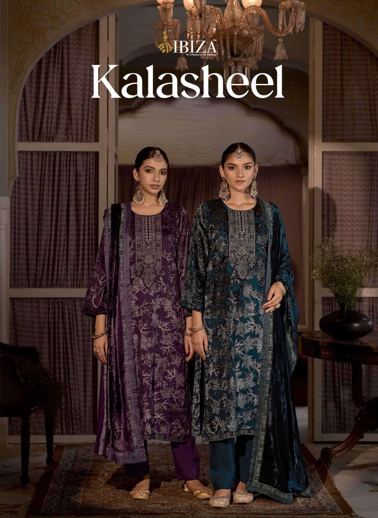 IBIZA LIFESTYLE KALASHEEL PURE VELVET EMBRODERY WORK DESIGNER WINTER VELVET SUIT DEALER IN INDIA