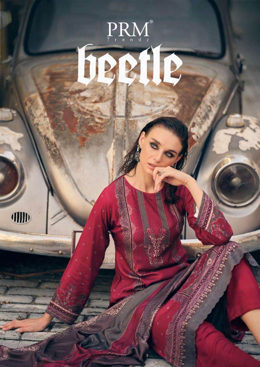 PRM TRENDZ BEETLE VISCOSE PASHMINA DIGITAL PRINTED WITH FANCY EMBRODERY WORK WINTER PASHMINA SUIT WHOLESALER 
