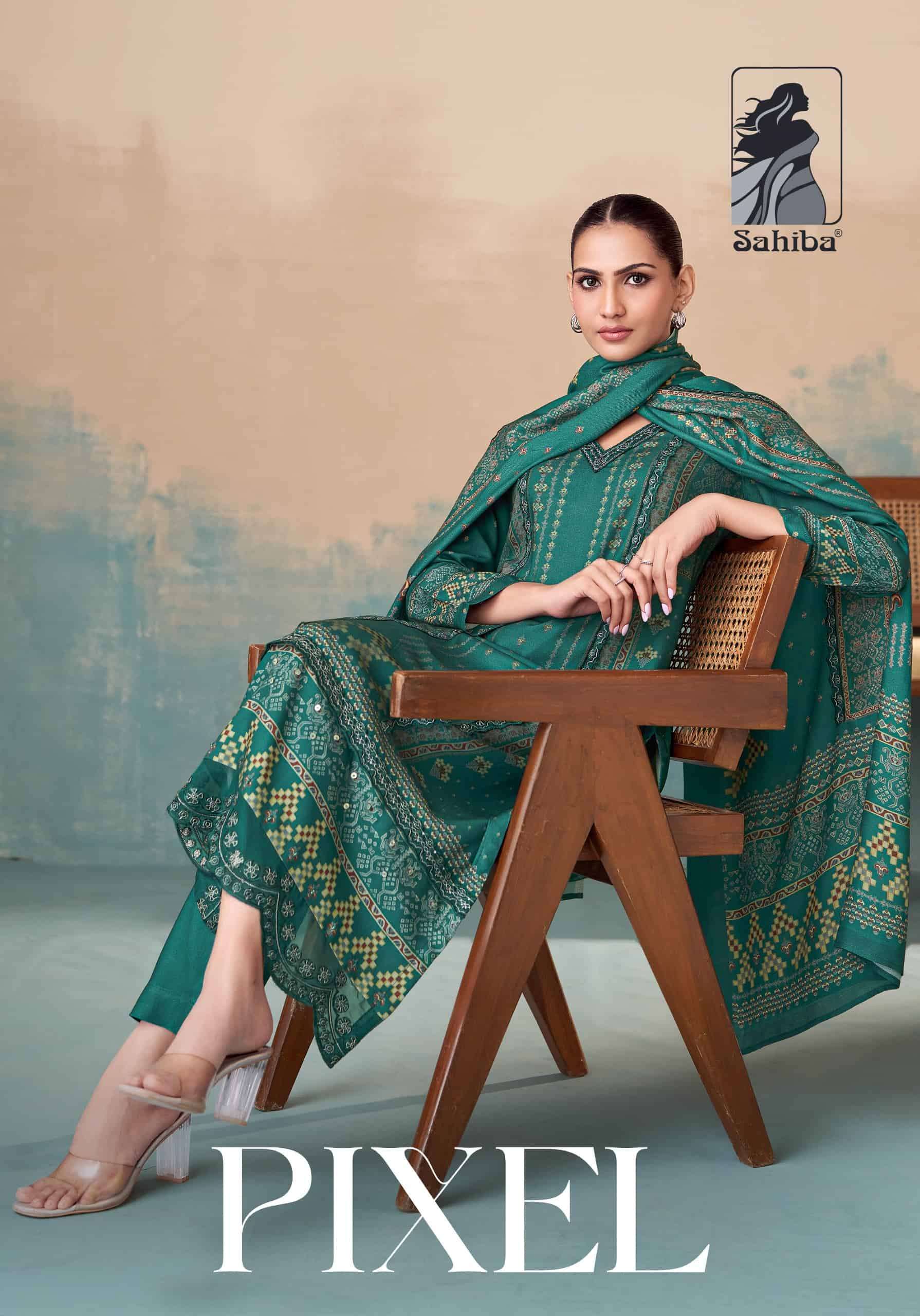 SAHIBA PIXEL PURE  PASHMINA DIGITAL PRINTED WINTER SALWAR KAMEEZ CATALOG DEALER IN INDIA 