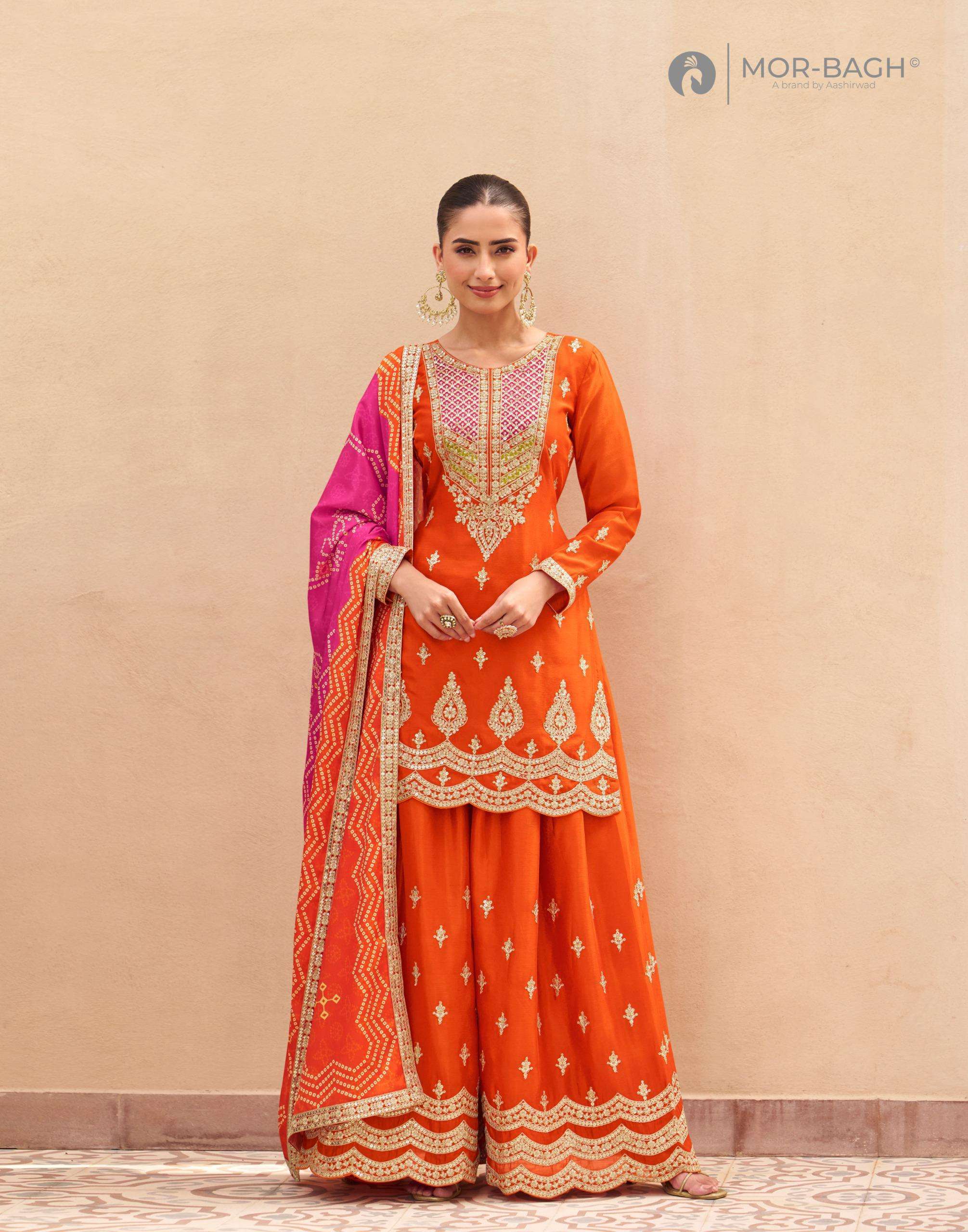 AASHIRWAD CREATION ARUNA 10659 TO 10661 CHINON SILK DESIGNER READYMADE SALWAR KAMEEZ WHOLESALER 