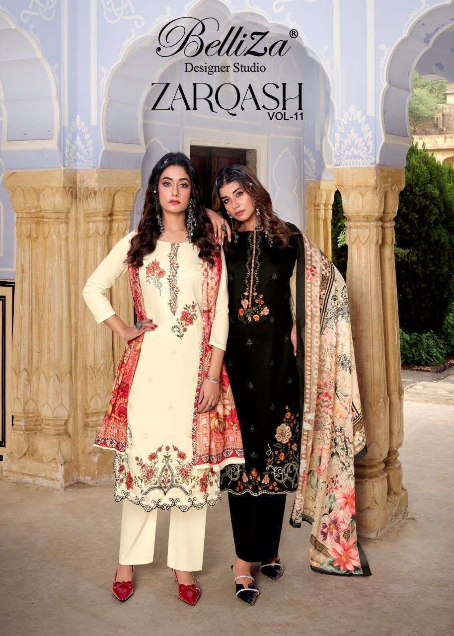 BELLIZA ZARQASH VOL 11 EMBROIDERY WORK COTTON SUIT CATALOG EXPORTER 2025