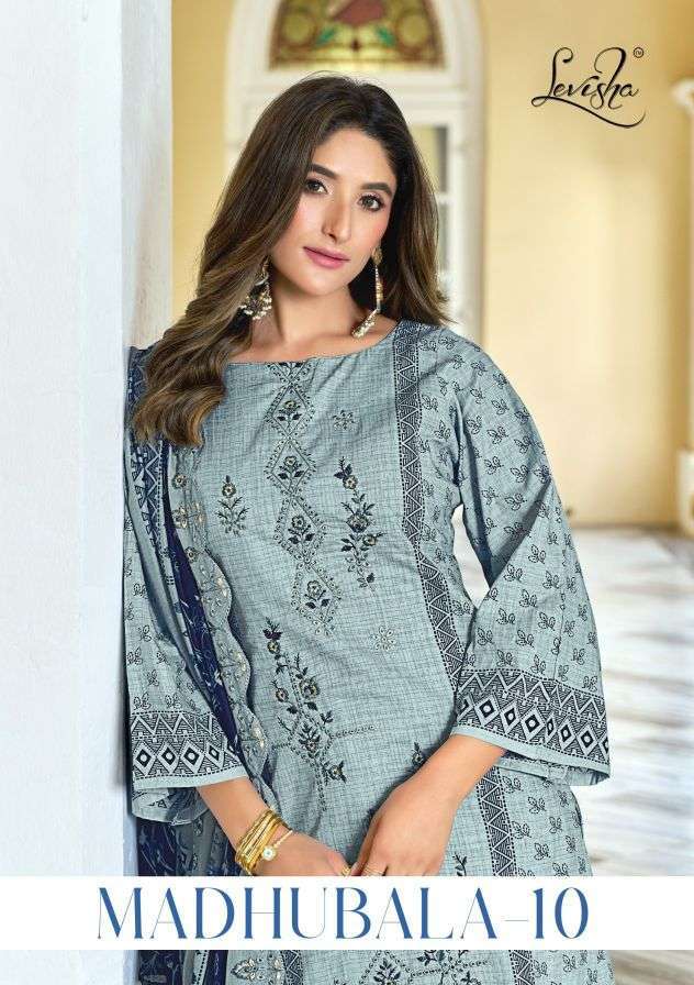 LEVISHA MADHUBALA VOL 10 LAWN COTTON EMBRODERY WORK PAKISTANI SUIT WHOLESALER
