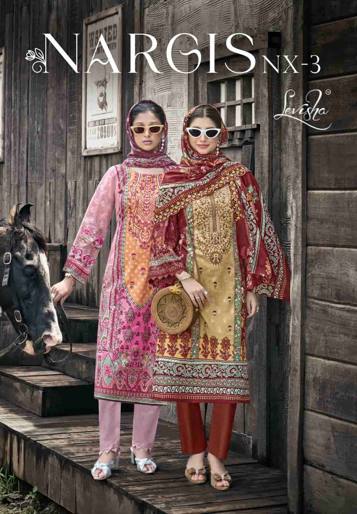 LEVISHA NARGIS NX VOL 3 LAWN COTTON EMBRODERY WORK SALWAR KAMEEZ WHOLESALER 