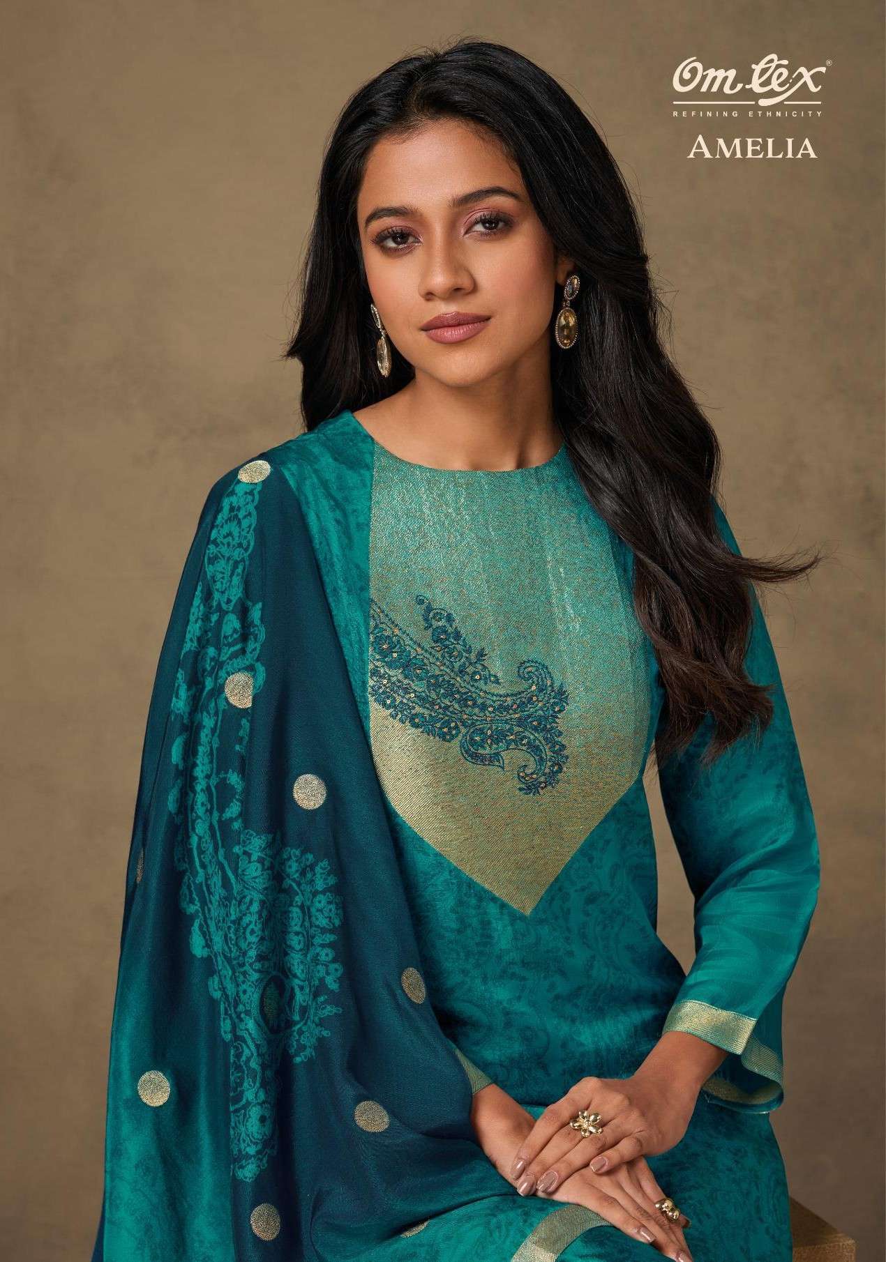 OMTEX AMELIA SILK JACQUARD EMBRODERY FESTIVEL WEAR UNSTITCHED SALWAR SUIT CATALOGUE SUPPLIER