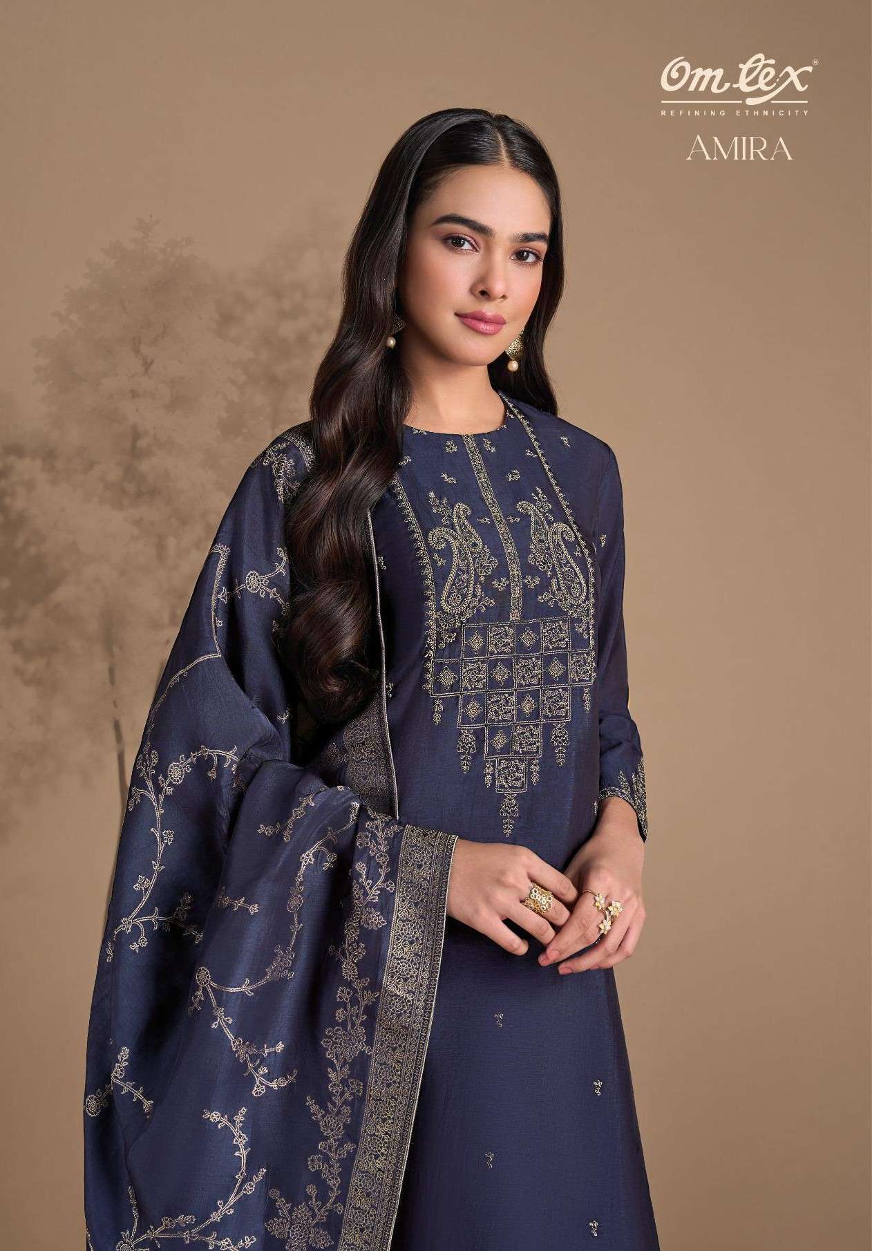 OMTEX AMIRA RUBINA SILK EMBRODERY WORK DESIGNER SALWAR KAMEEZ CATALOGUE SUPPLIER