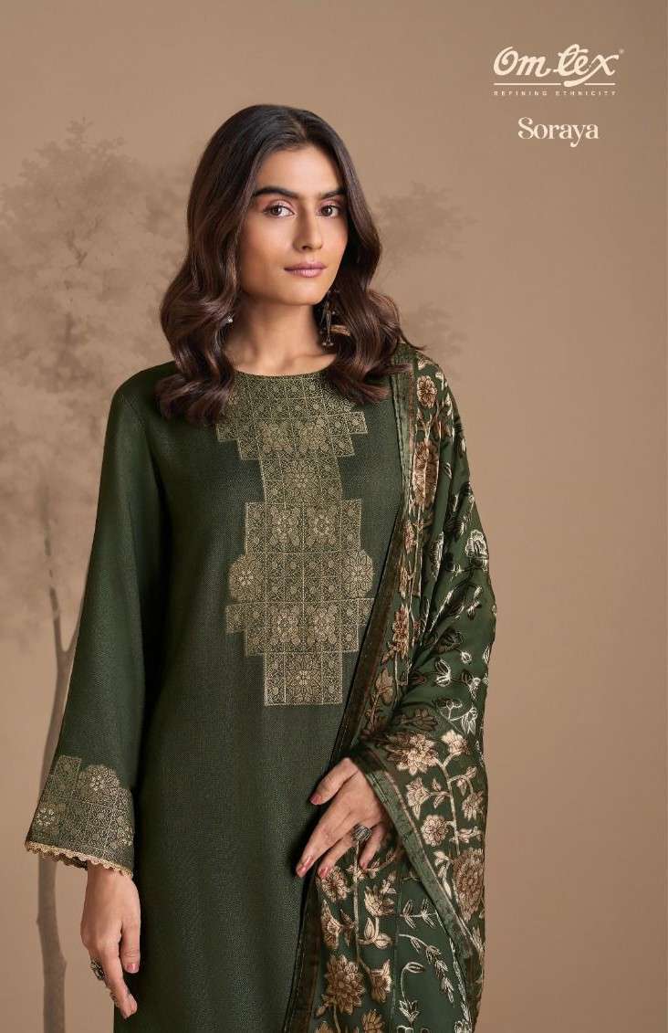 OMTEX SORAYA 9031 COLORS PURE PASHMINA JACQUARD WINTER LADIES SUIT WHOLESALE  RATE