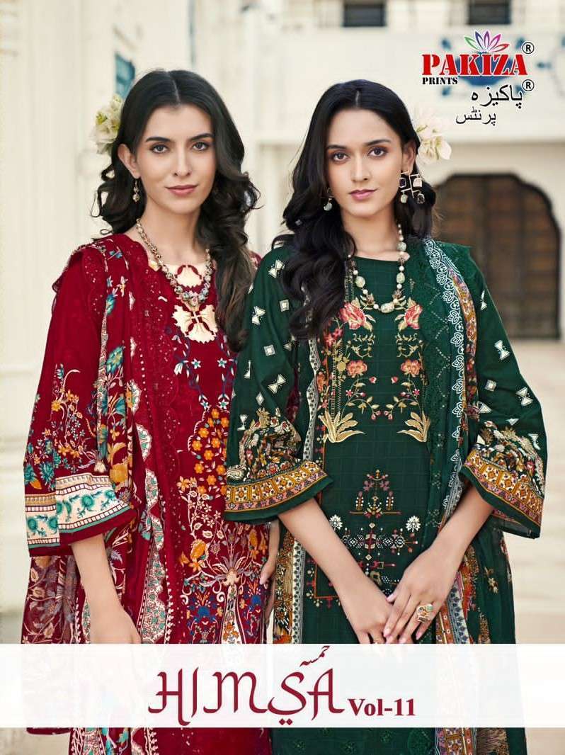 PAKIZA PRINTS HIMSA VOL 11 FANCY LAWN CHIKANKARI WORK SALWAR KAMEEZ SUPPLIER 