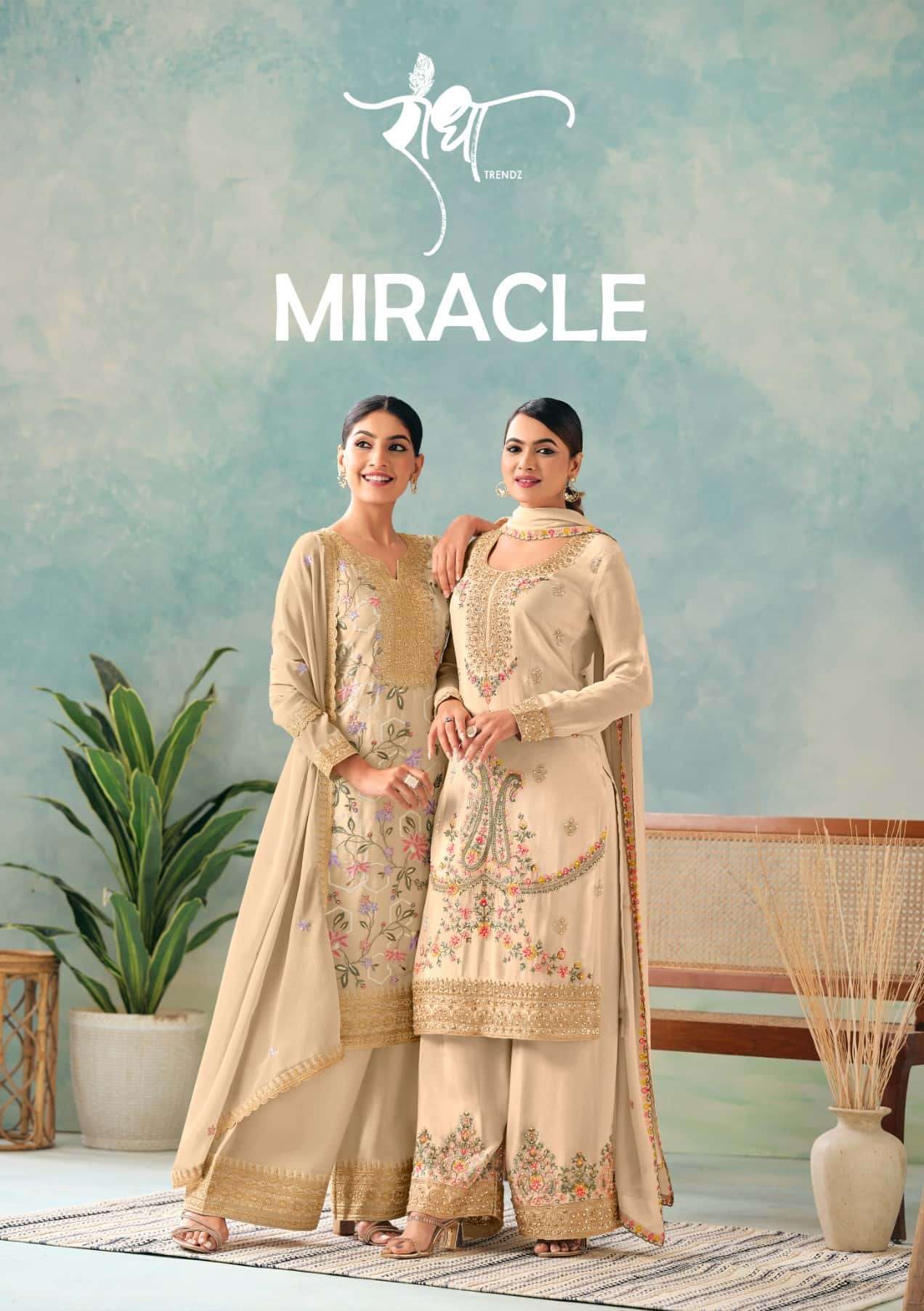 RADHA TRENDZ MIRACLE PREMIUM CHINON PARTY WEAR READYMADE DRESS WHOLESALER