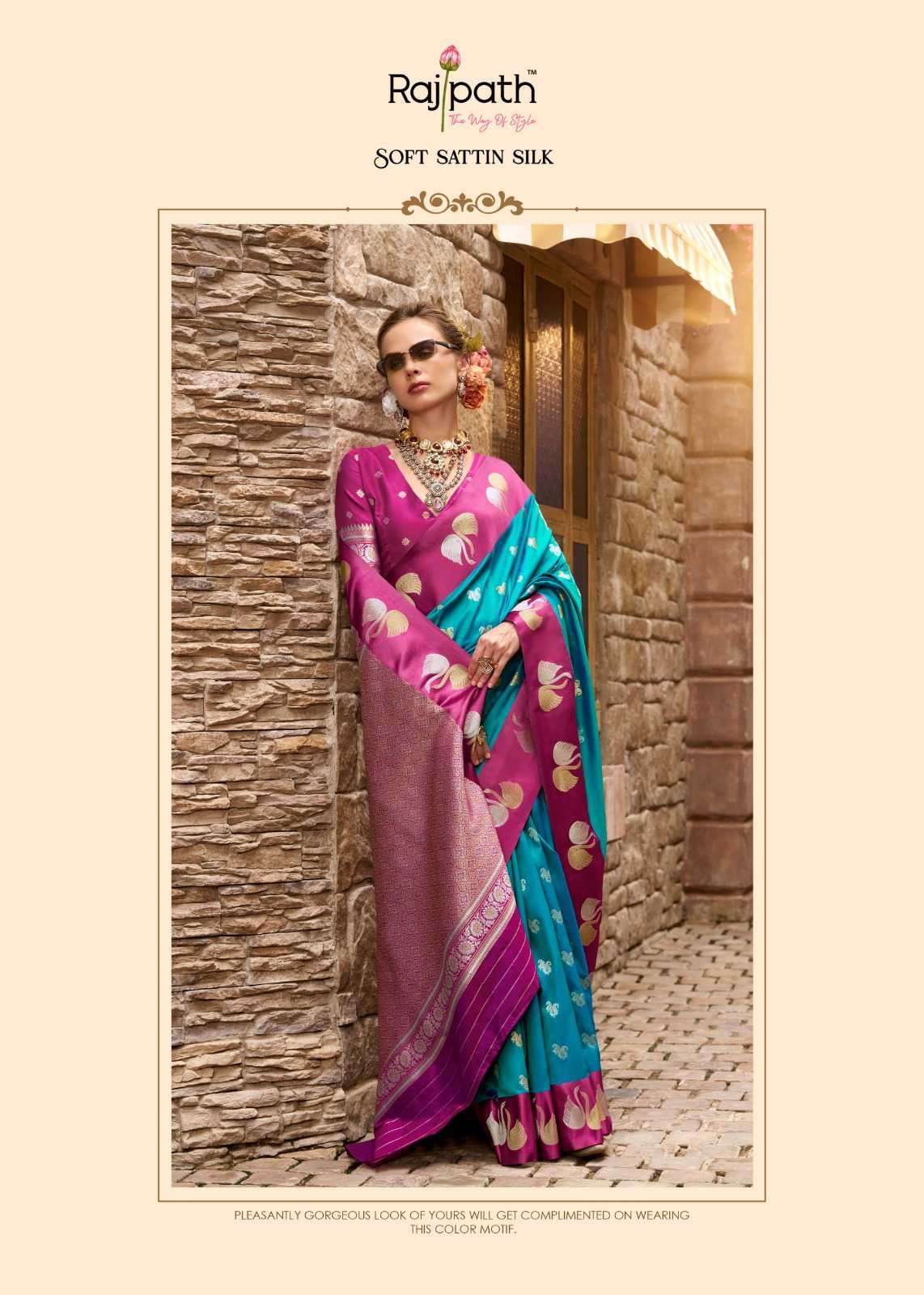 RAJPATH SINDHU GHAT SOFT SATIN SILK PARTYWEAR SAREE CATALOG EXPORTER 