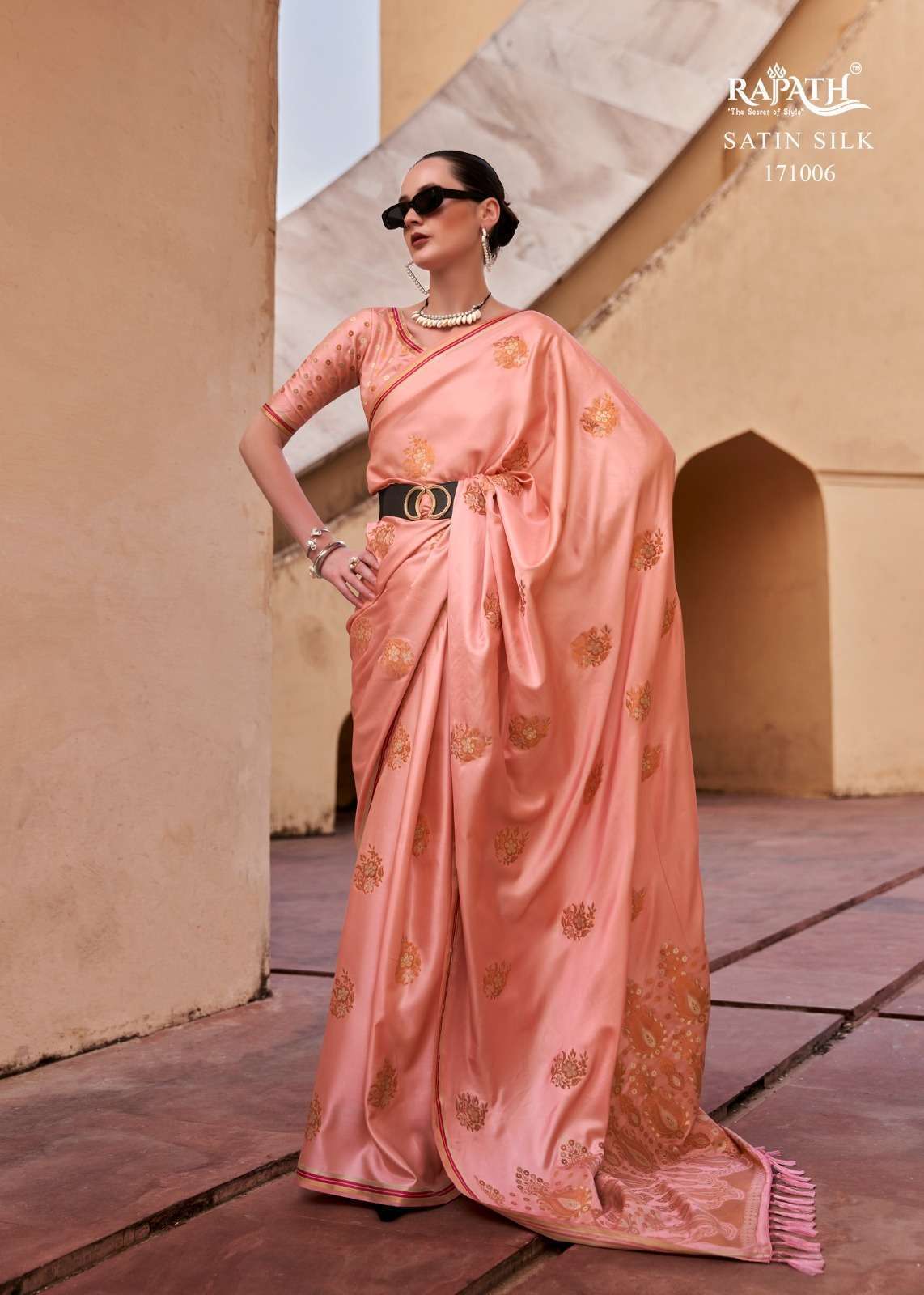 RAJPATH TATHASTU SILK 171001 TO 171006 SATIN SILK DESIGNER SAREE CATALOG EXPORTER 