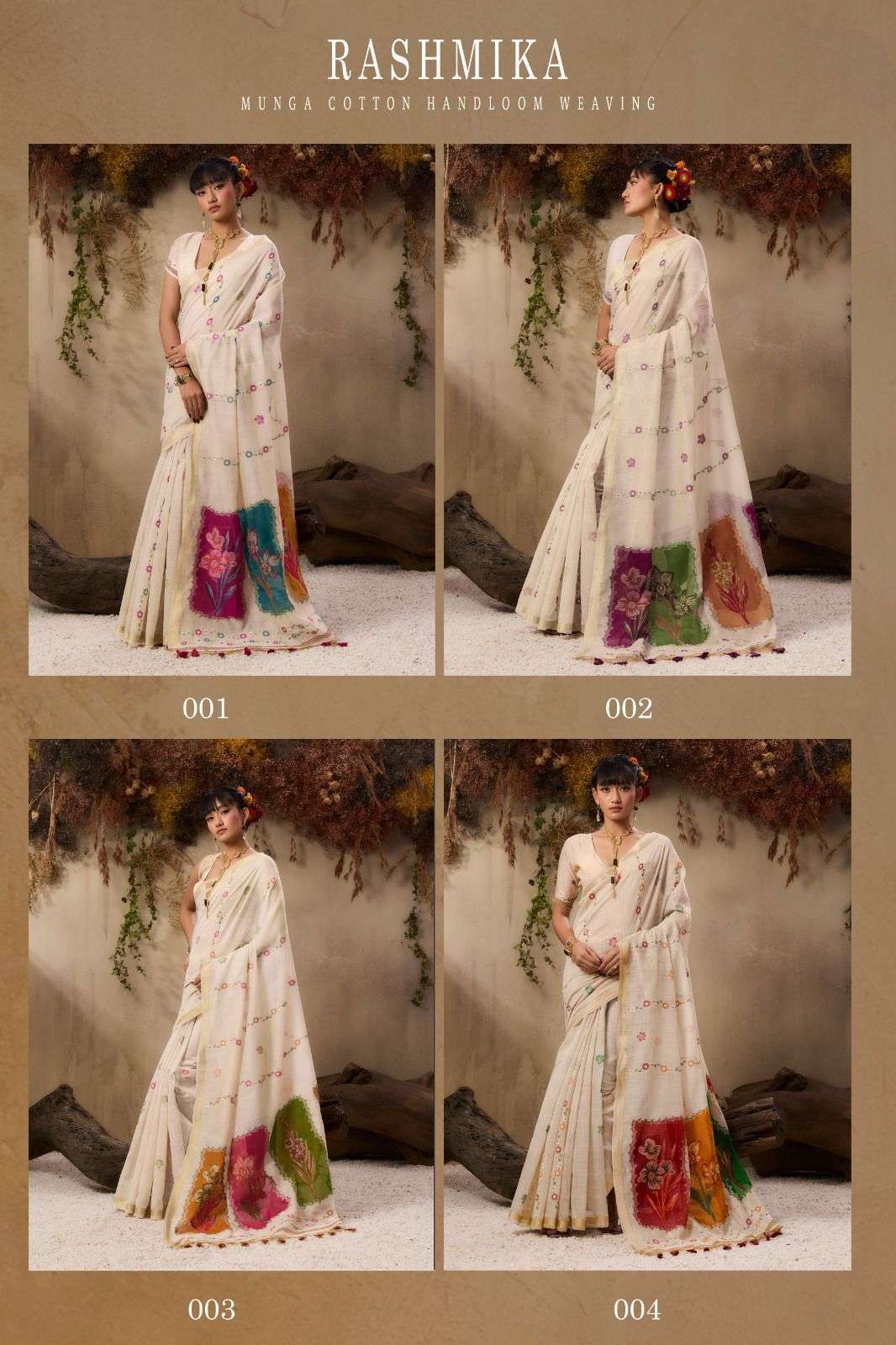 RAJTEX RASHMIKA MUNGA COTTON HANDLOOM DESIGNER SAREE COLLECTION WHOLESALE RATE 