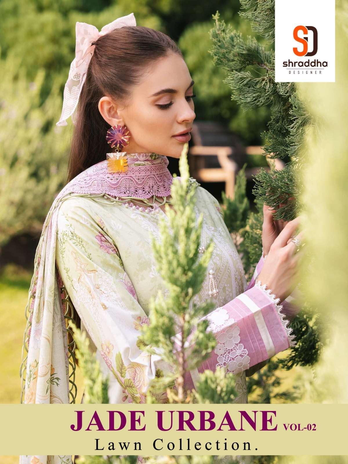 SHRADDHA DESIGNER JADE URBANE VOL 2 LAWN COTTON PATCH WORK STYLISH READYMADE PAKISTANI SUIT DEALER IN INDIA 