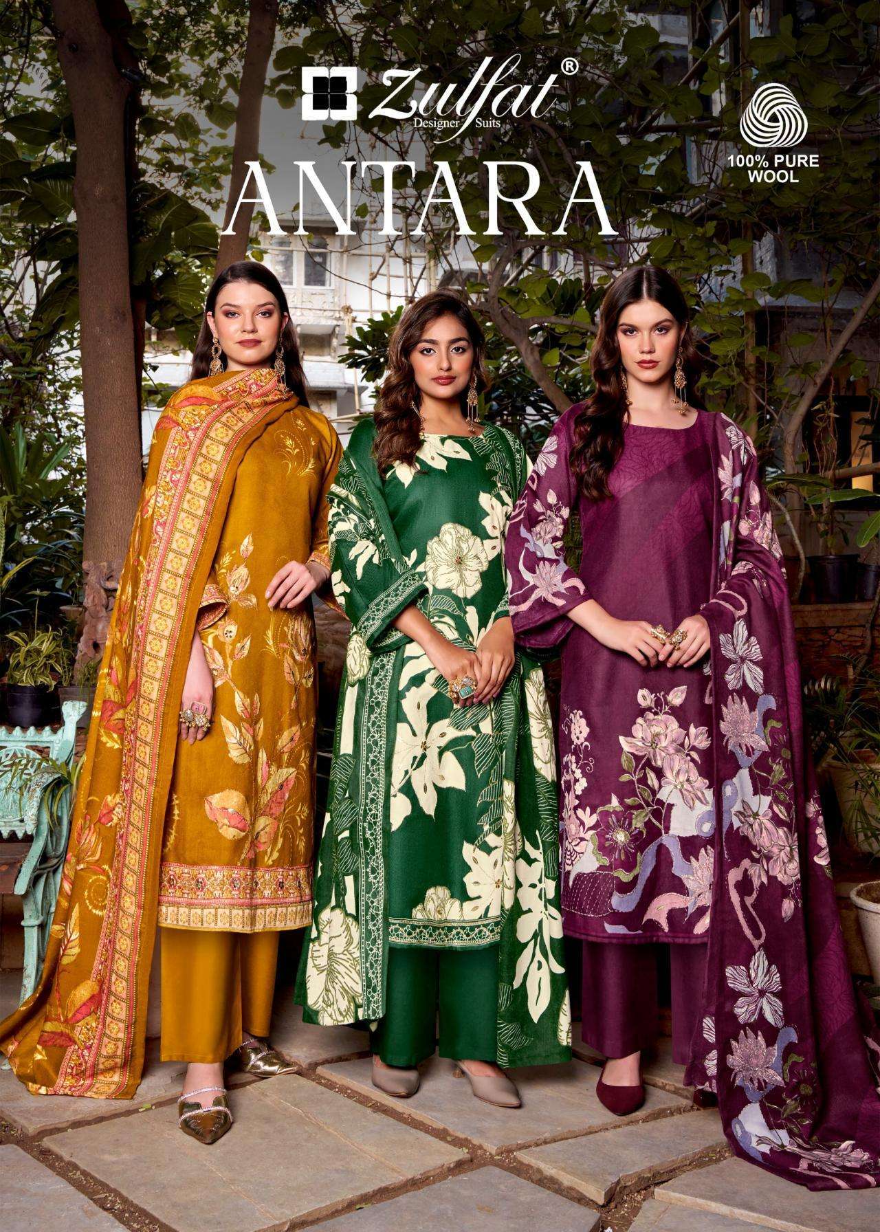 ZULFAT DESIGNER ANTARA SERIES 689001 to 689006 PURE WOOL PASHMINA WINTER LADIES SUIT DEALER 