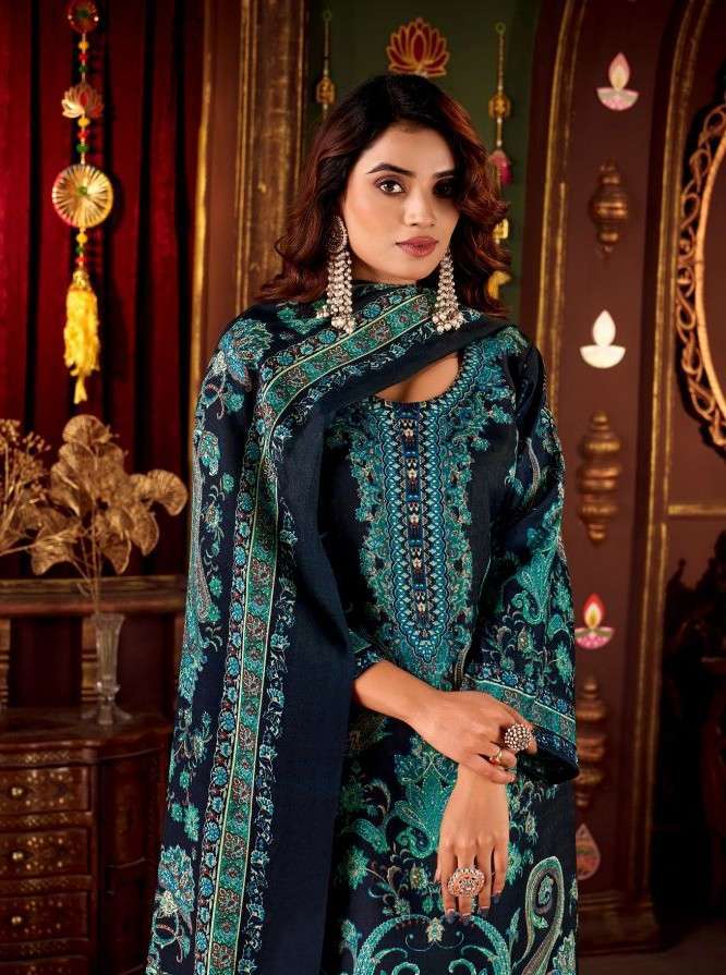 ZULFAT DESIGNER DIWANIYAT PURE WOOL PASHMINA DIGITAL PRINTED WINTER LADIES SUIT SUPPLIER 