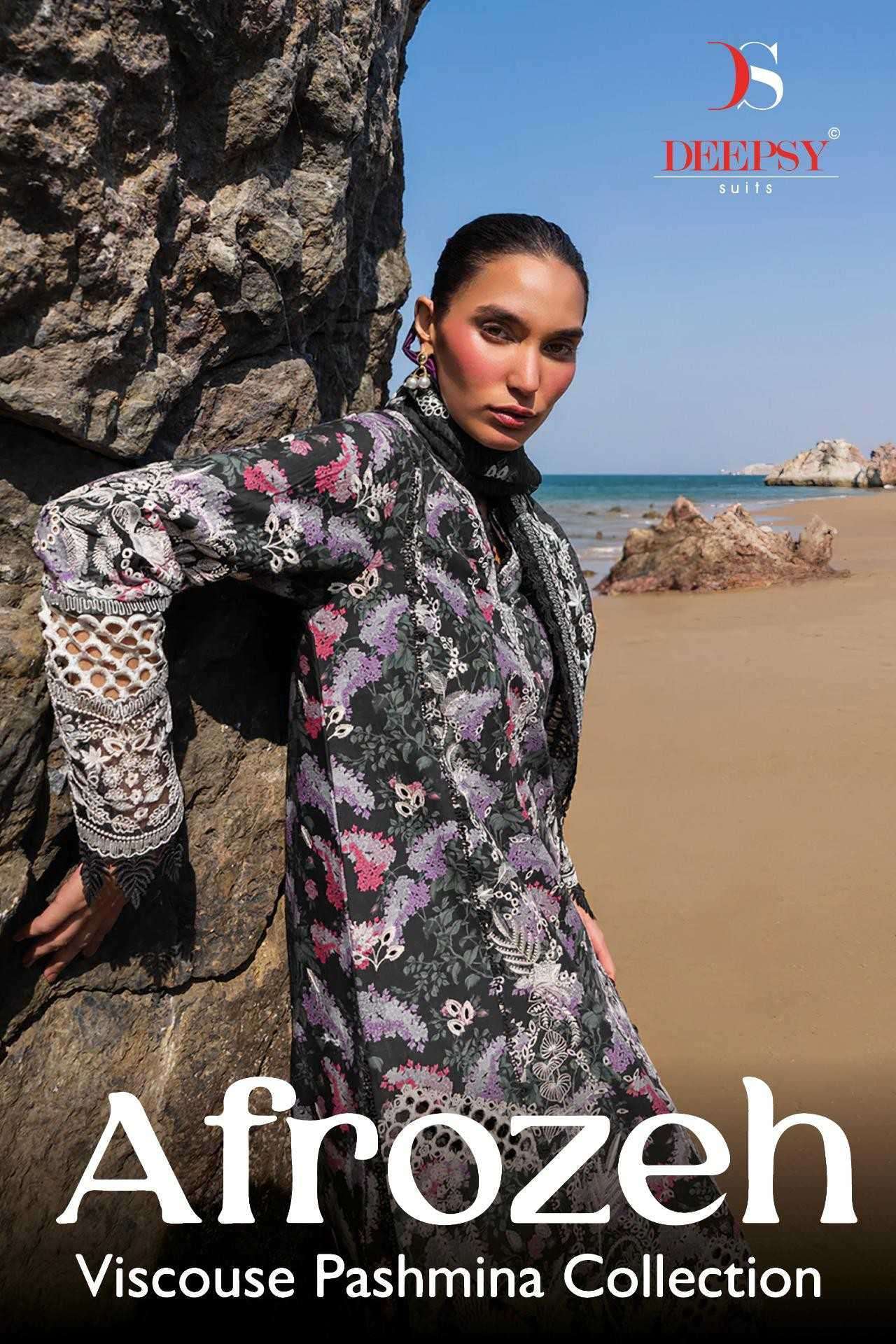 DEEPSY SUIT AFROZEH HEAVY SELF EMBRODERY WORK WINTER PASHMINA SUIT DEALER IN INDIA