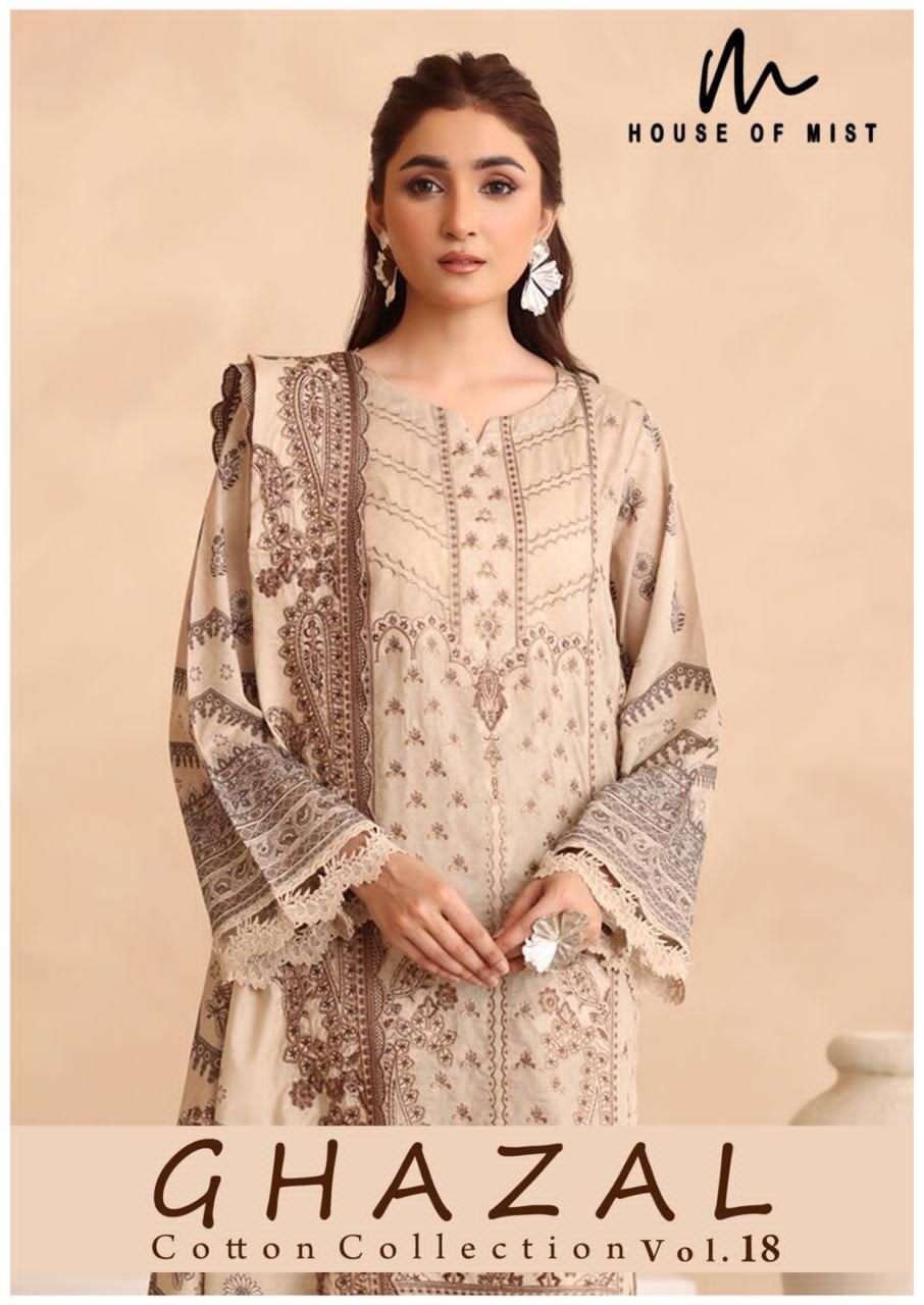 HOUSE OF MIST GHAZAL VOL-18  PURE COTTON PRINTED PAKISTANI SUIT SUPPLIER