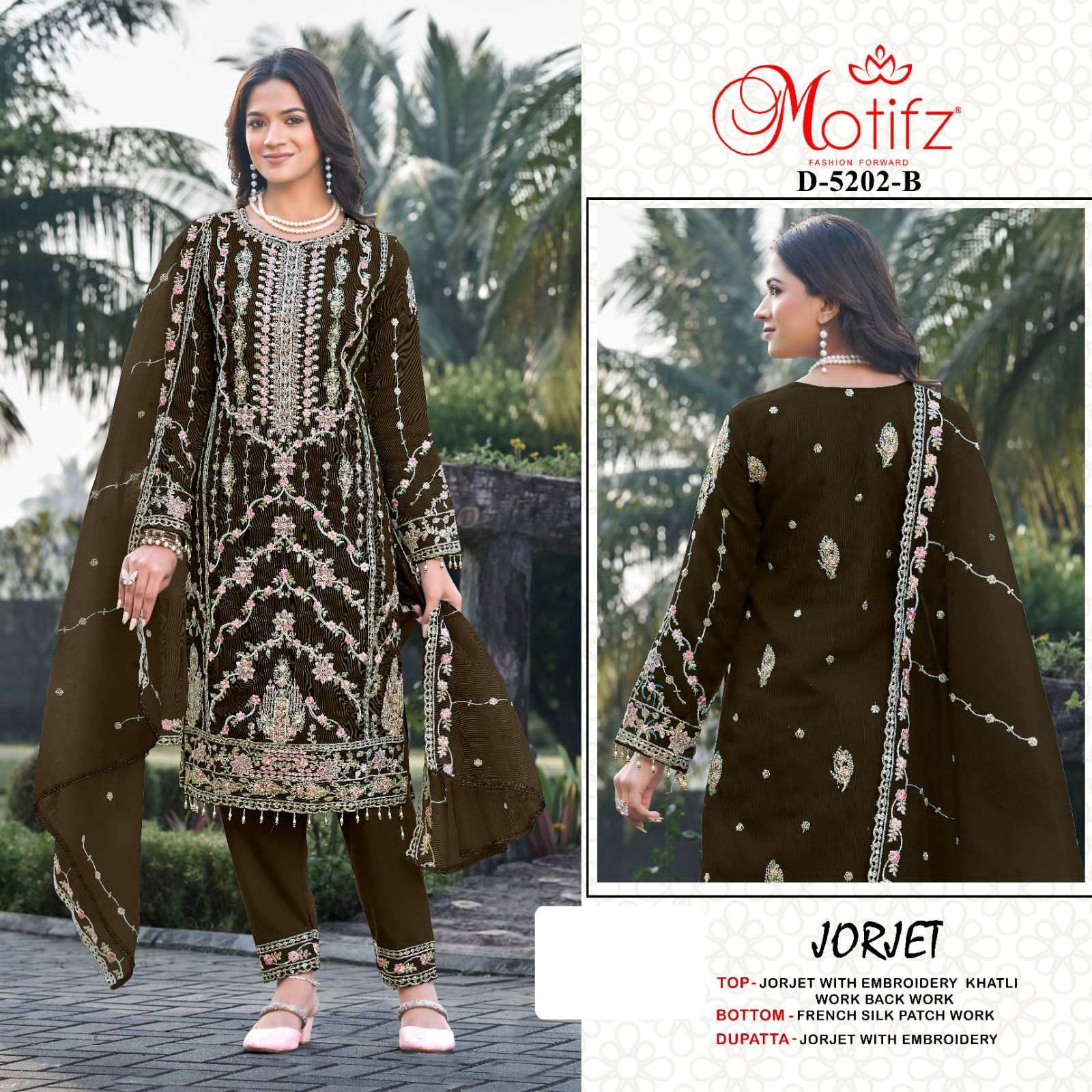 MOTIFZ 5202 COLOURS HEAVY EMBRODERY WORK PAKISTANI  SALWAR SUIT WHOLESALER