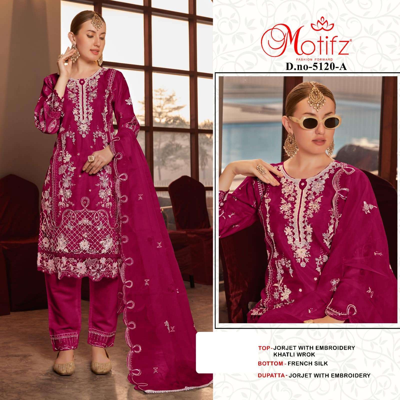 MOTIFZ D 5210  GEORGETTE WITH EMBRODERY WORK DESIGNER PAKISTANI SUIT SUPPLIER 
