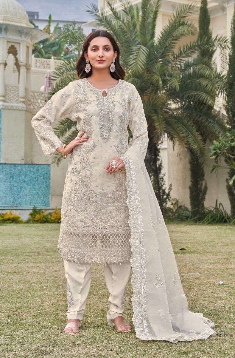 MUSHQ M 356 COLOURS PURE ORGANZA EMBRODERY WORK DESIGNER PAKISTANI SUIT WHOLESALE RATE
