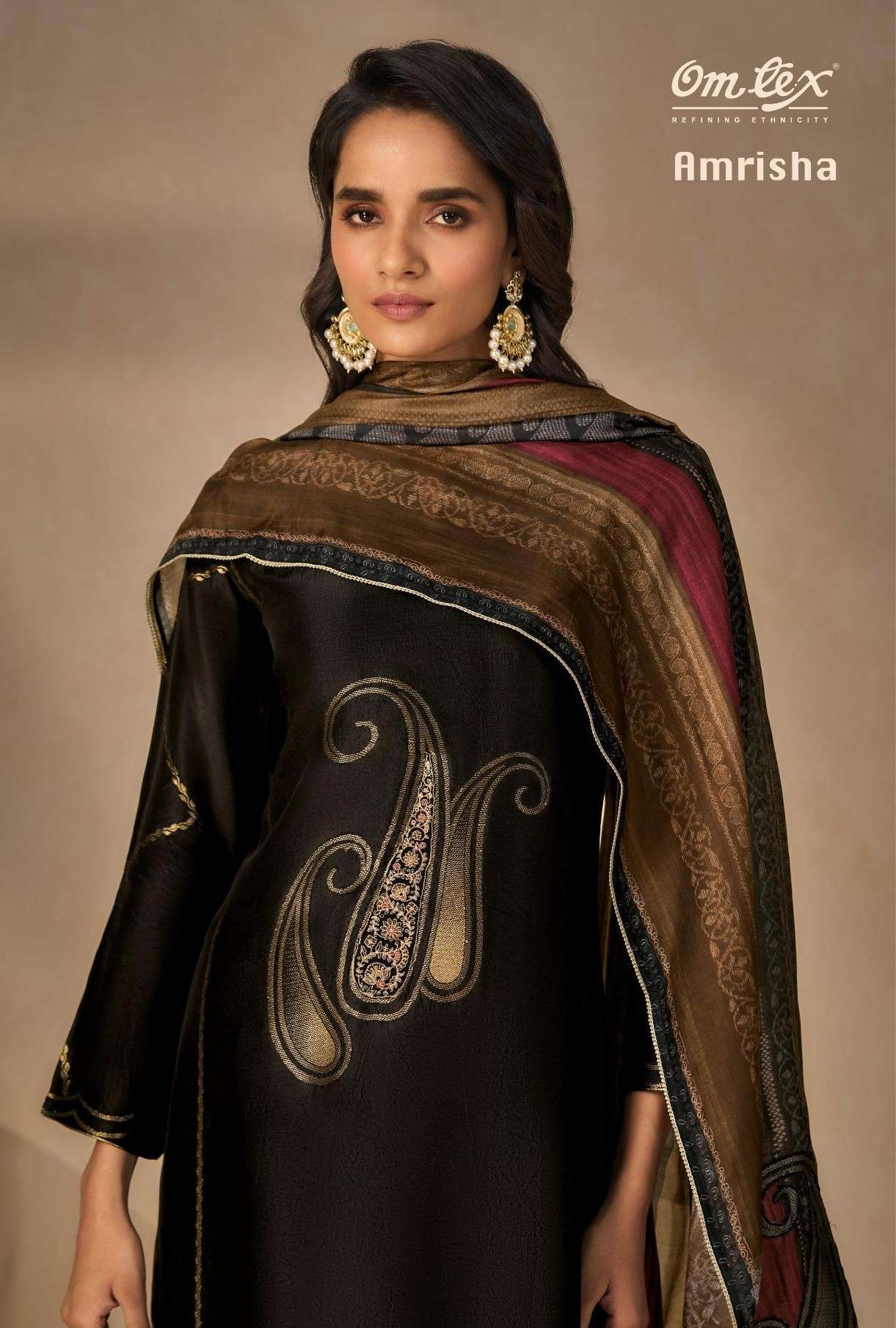 OMTEX AMRISHA SILK JACQUARD EMBRODERY FESTIVEL WEAR UNSTITCHED SALWAR SUIT CATALOGUE SUPPLIER