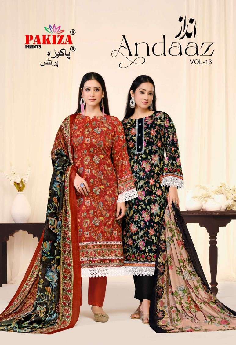PAKIZA PRINTS ANDAAZ VOL-13 1301-1310 LAWN PRITED SALWAR KAMEEZ CATALOG SUPPLIER 