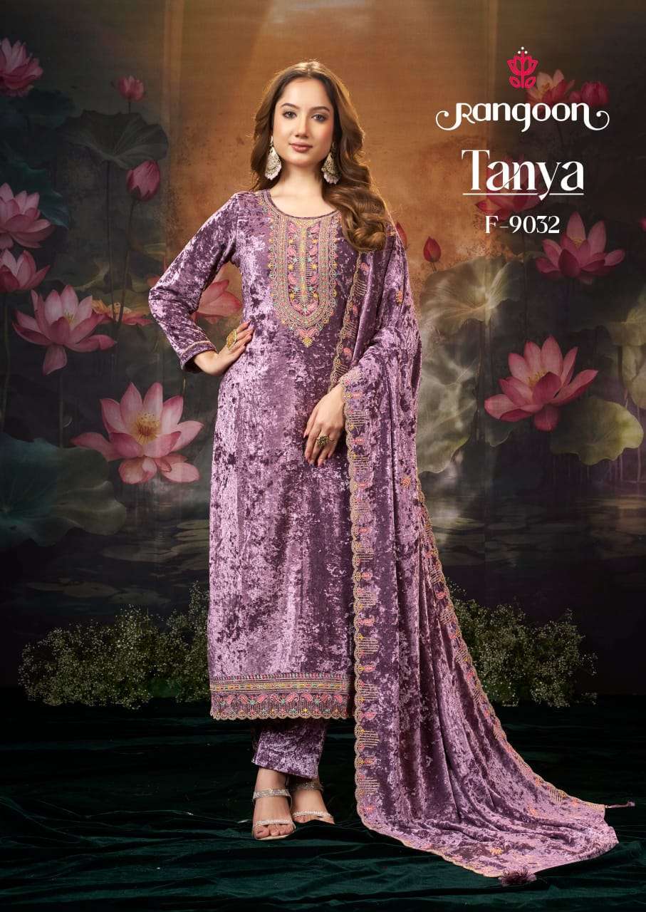 RANGOON TANYA WEDDING WEAR DESIGNER VELVET SUIT WHOLESALE RATE 