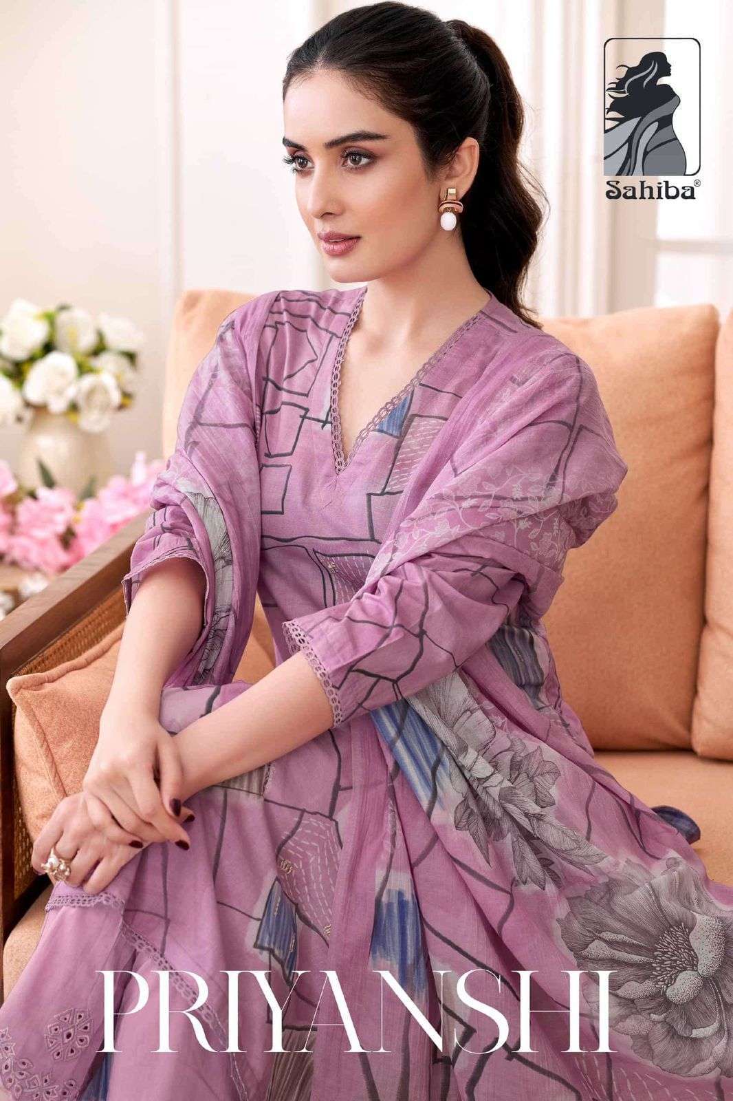 SAHIBA PRIYANSHI PURE LAWN COTTON PRINT WITH EMBRODERY SALWAR KAMEEZ WHOLESALER 