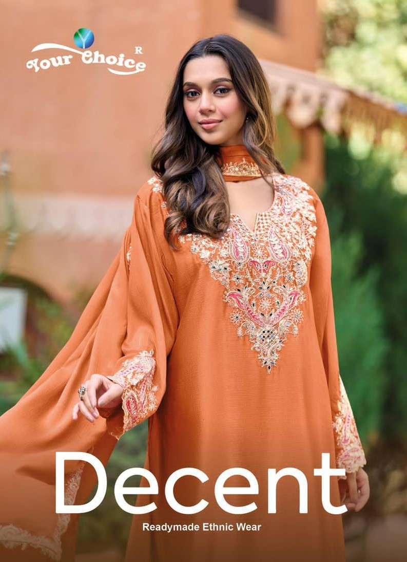 YOUR CHOICE DECENT HEAVY CHINON EMBRODERY WORK PLAZZO SUIT EXPORTER 