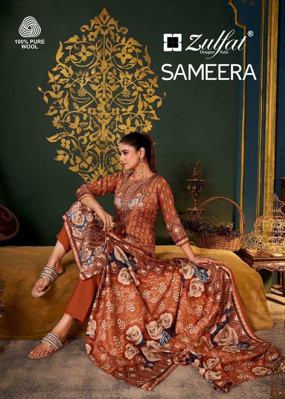 ZULFAT DESIGNER SAMEERA PURE WOOL PASHMINA STYLISH WINTER LADIES SUIT WHOLESALE RATE 