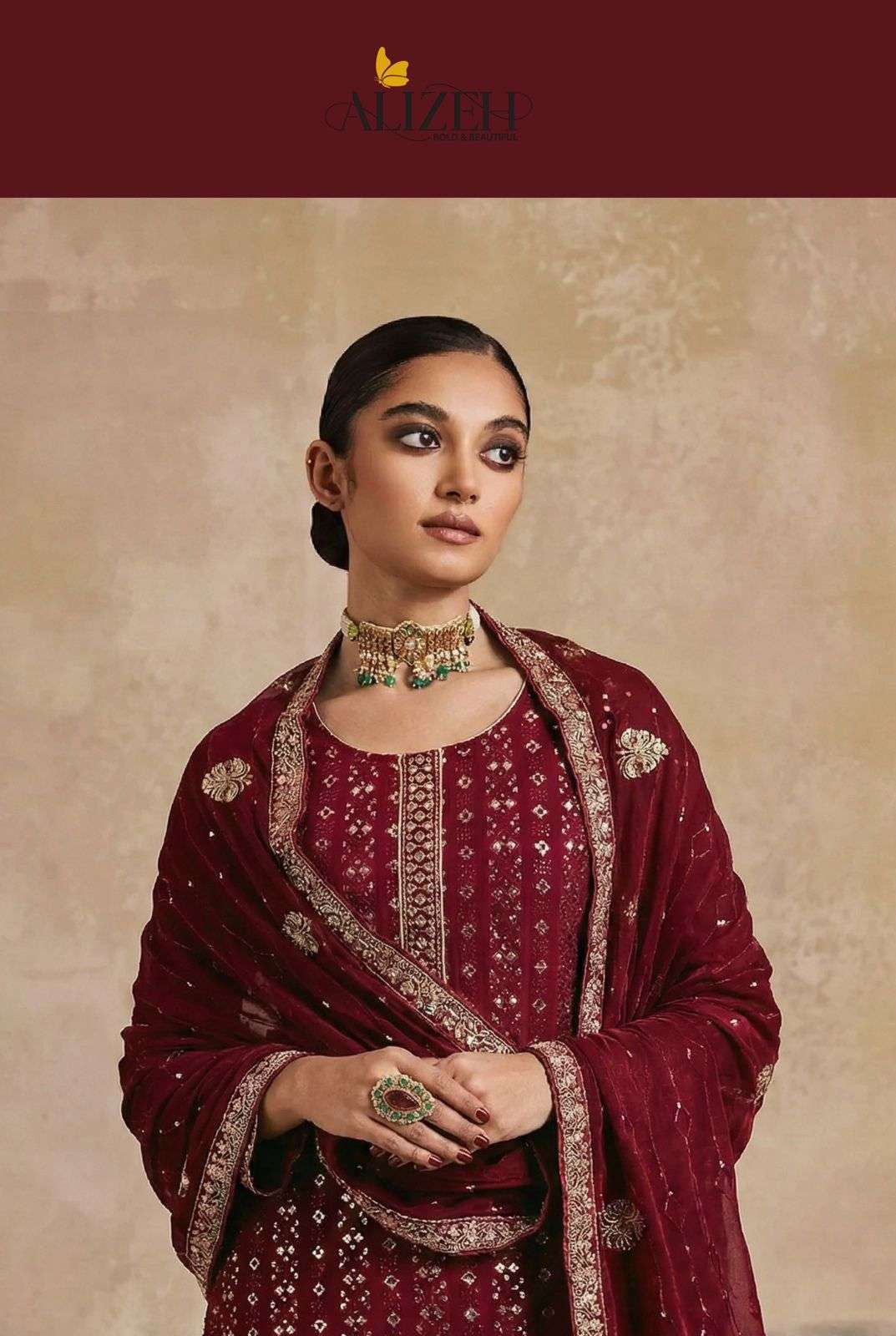 ALIZEH 7070-7072 DESIGNER GEORGEET PARTYWEAR  LADIES SUIT DEALER IN INDIA 