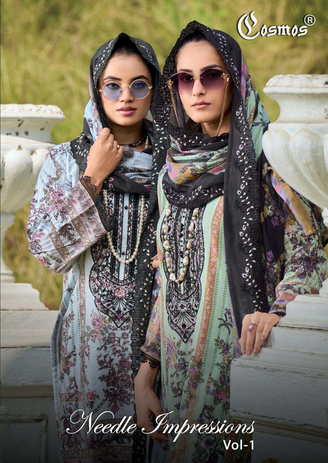 COSMOS NEEDLE IMPRESSION VOL-1 EXCLUSIVE UNSTITCH LAWN COTTON SUIT DEALER IN INDIA