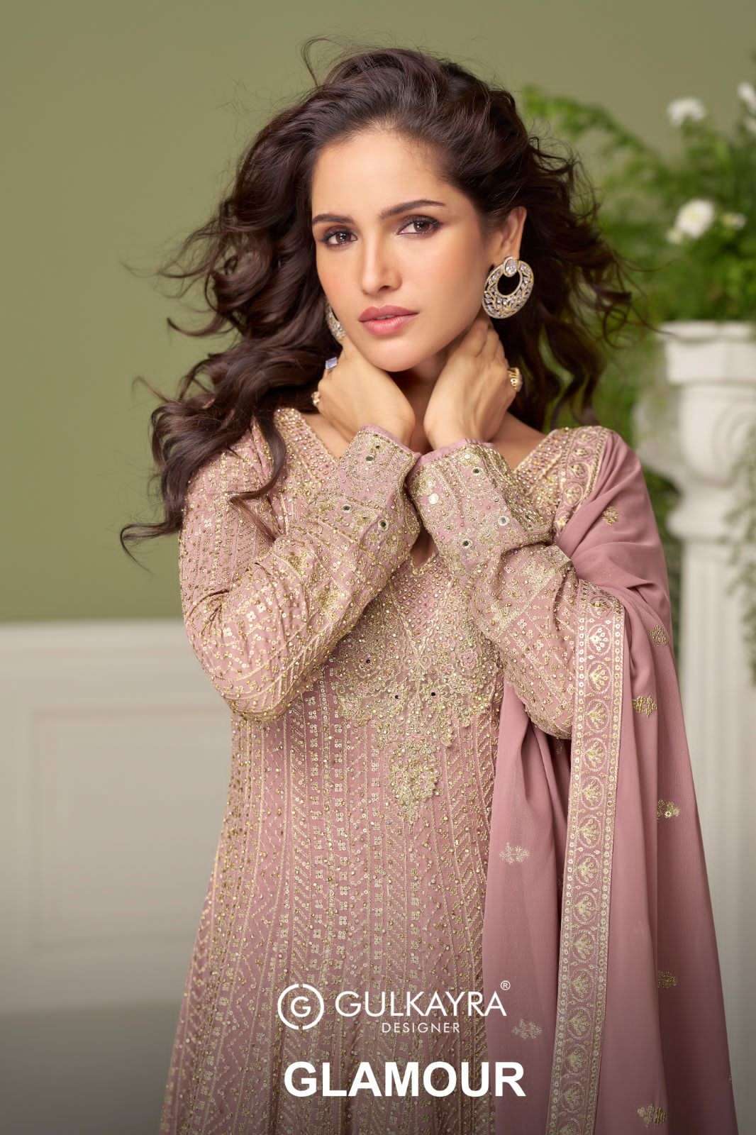 GULKAYRA DESIGNER GLAMOUR 7557 To 7559 GEORGETTE EMBRODERY WORK PARTYWEAR  GHARARA SUIT SUPPLIER 