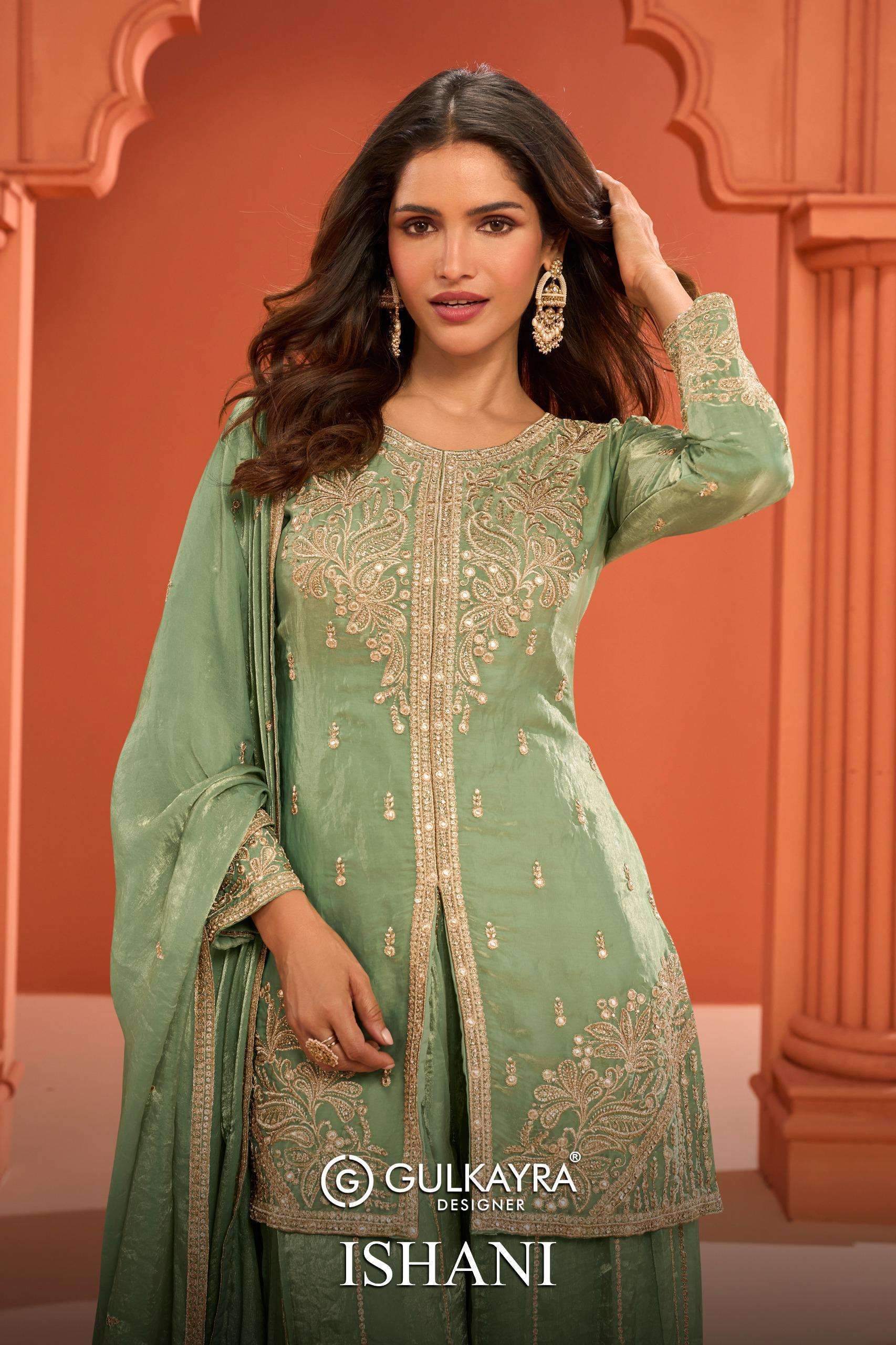 GULKAYRA DESIGNER ISHANI 7678 COLOURS FANCY SILK DESIGNER READYMADE SUIT DEALER IN INDIA 