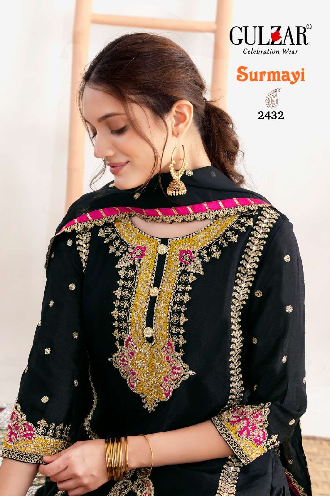 GULZAR SURMAYI PREMIUM CHINON DESIGNER PARTYWEAR READYMADE SUIT DEALER IN INDIA 