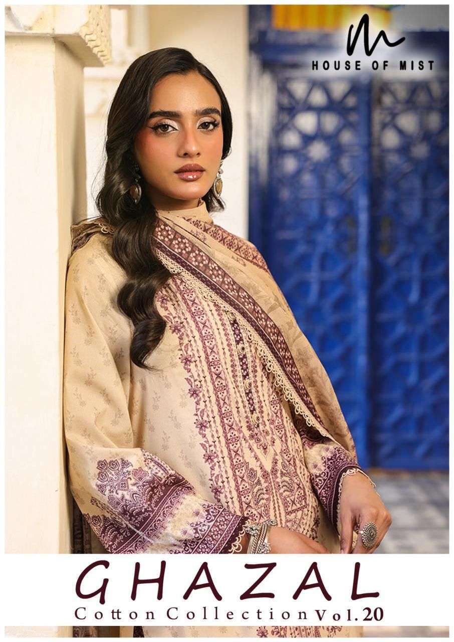 HOUSE OF MIST GHAZAL VOL 20 PURE COTTON PRINTED PAKISTANI SUIT SUPPLIER