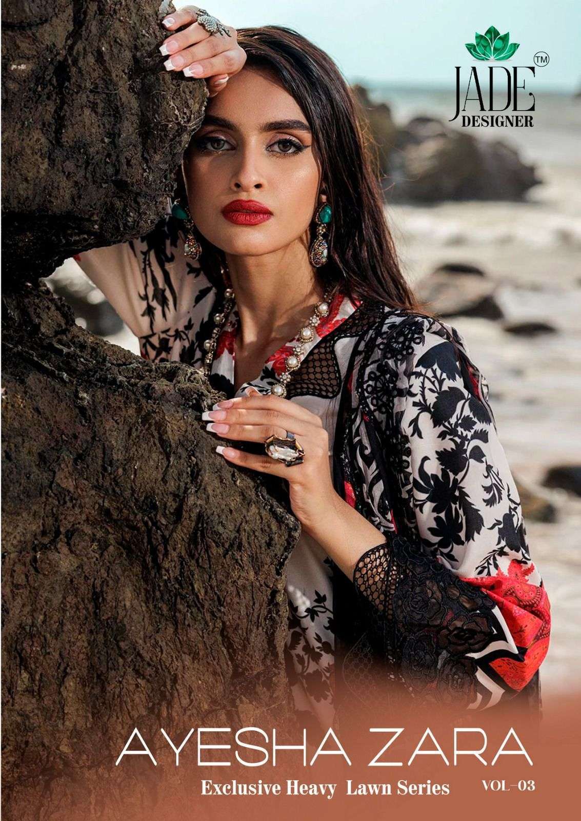 JADE AYESHA ZARA VOL-3  LAWN COTTON KARACHI PRINTED PAKISTANI SUIT SUPPLIER