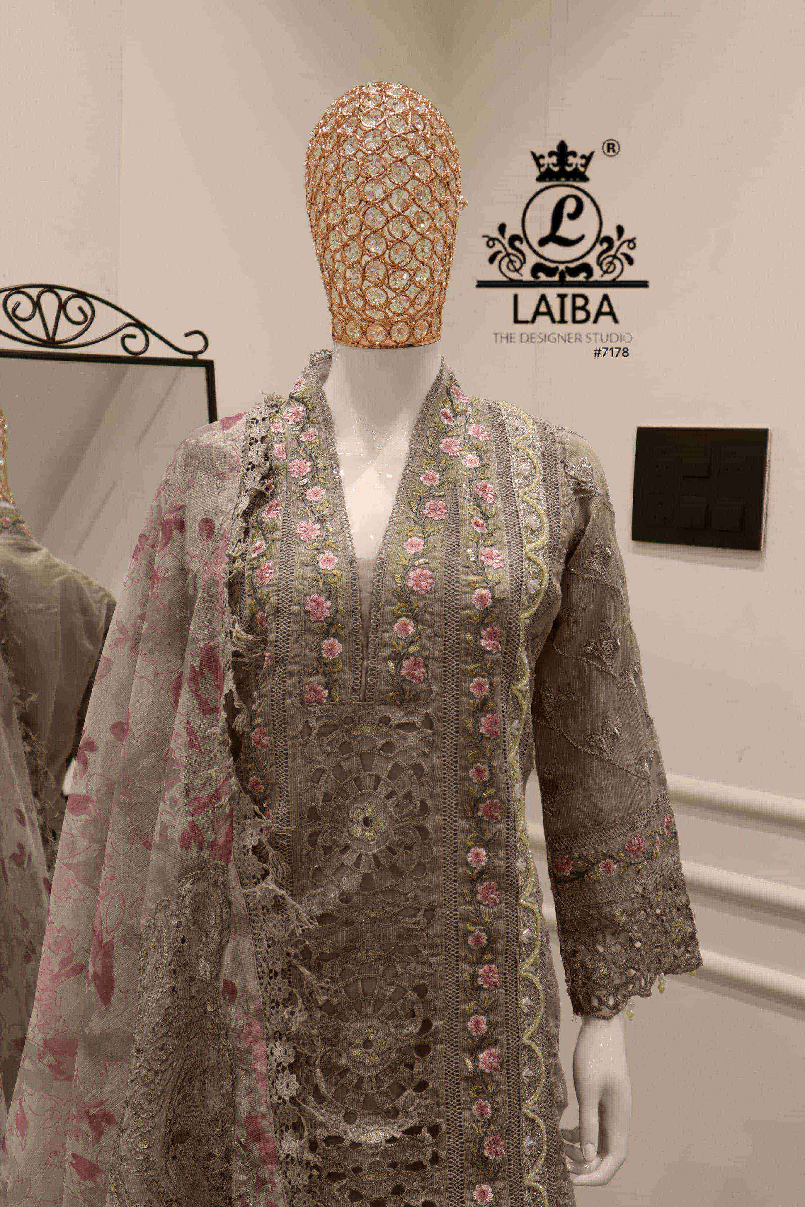 LAIBA DESIGNER 7178 FANCY EMBRODERY WORK DESIGNER KOTA EMBRODERY PAKISTANI KURTI WHOLESALE RATE