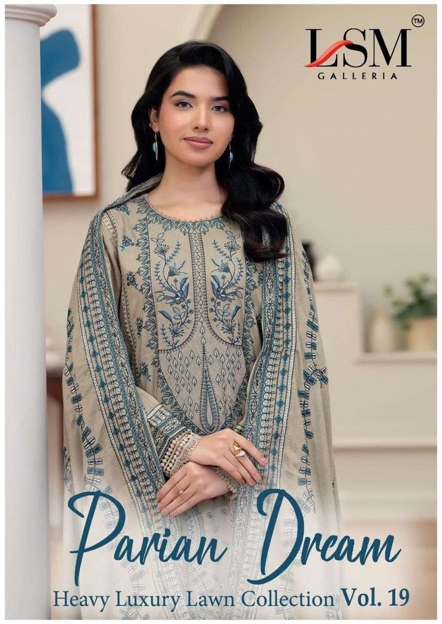 LSM GALLERIA  PARIAN DREAM VOL 19  LAWN PRINTED PAKISTANI DRESS MATERIAL SUPPLIER 