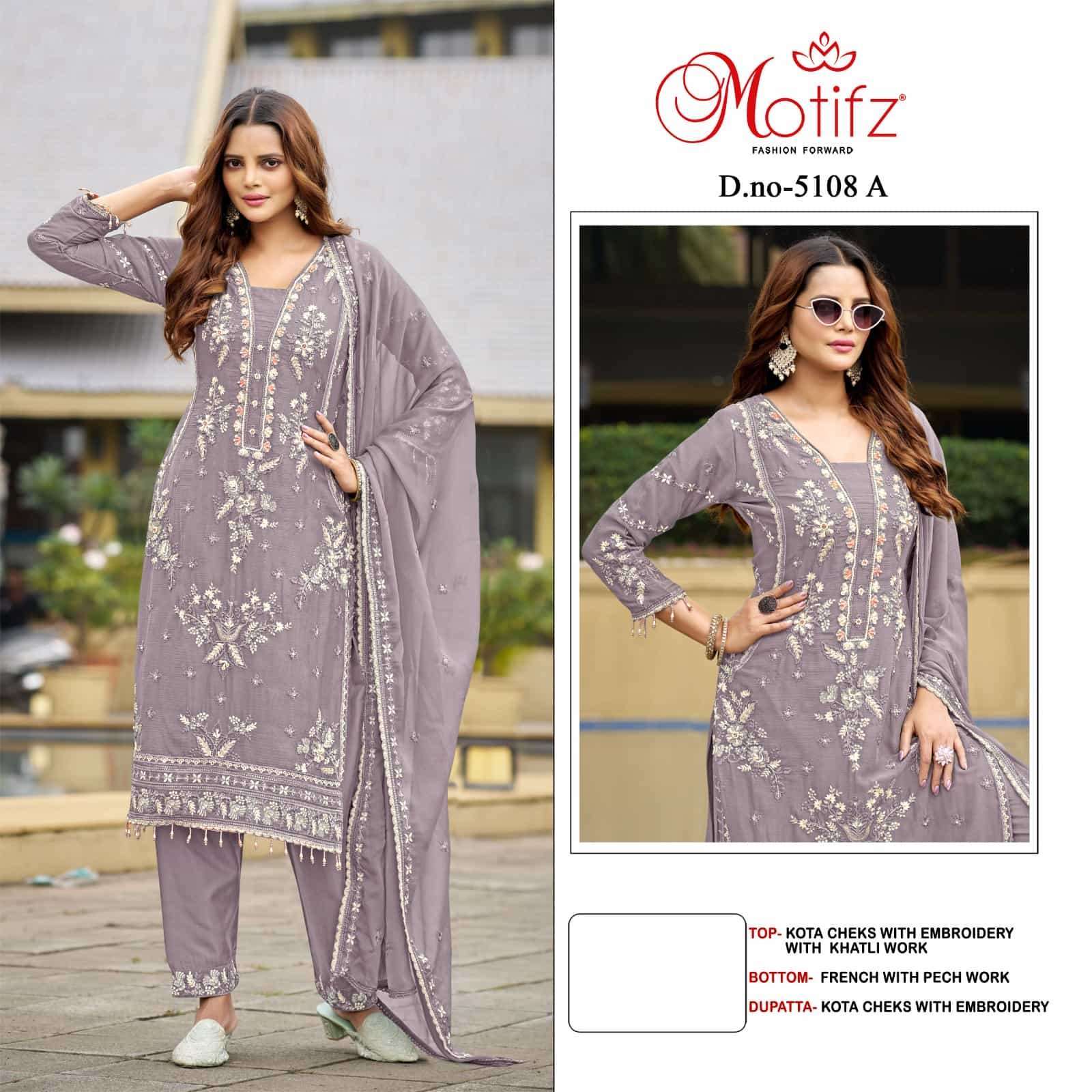 MOTIFZ D 5108 COLOURS DESIGNER EMBRODERY WORK STYLISH PAKISTANI SUIT WHOLESALE RATE