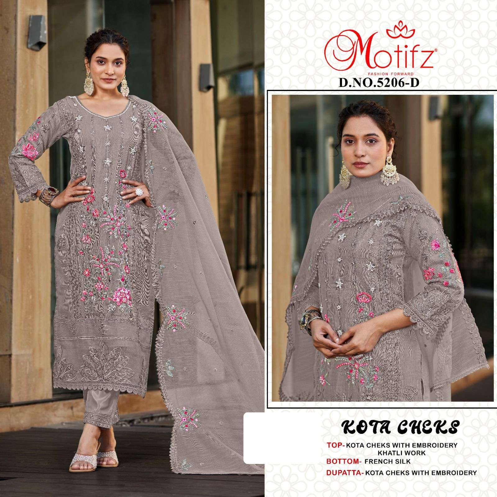 MOTIFZ D 5206 COLOURS DESIGNER EMBRODERY WORK STYLISH PAKISTANI SUIT WHOLESALE RATE