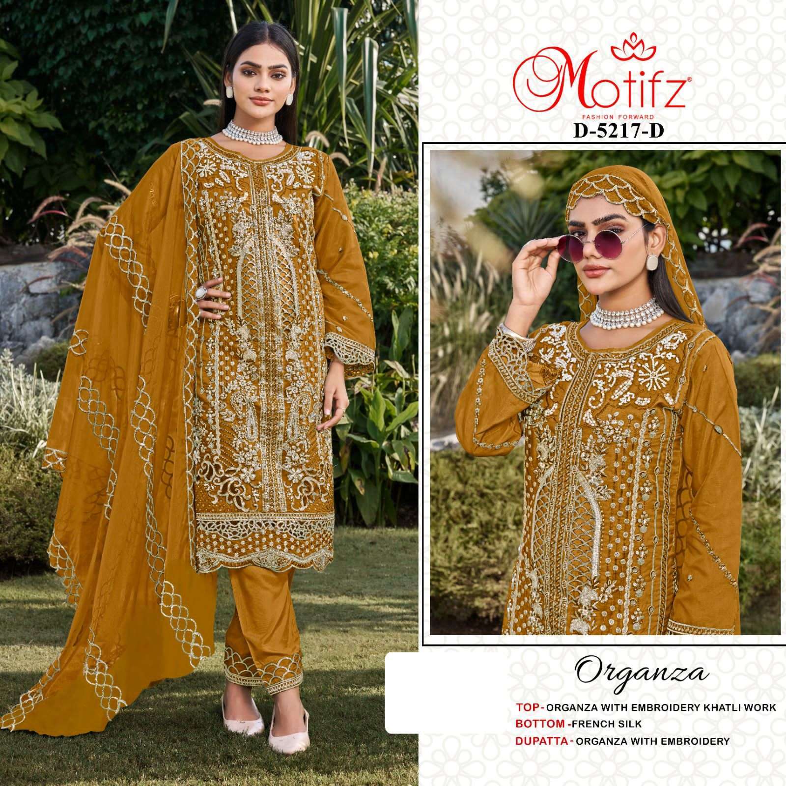 MOTIFZ D 5217 COLOURS DESIGNER EMBRODERY WORK STYLISH PAKISTANI SUIT WHOLESALE RATE