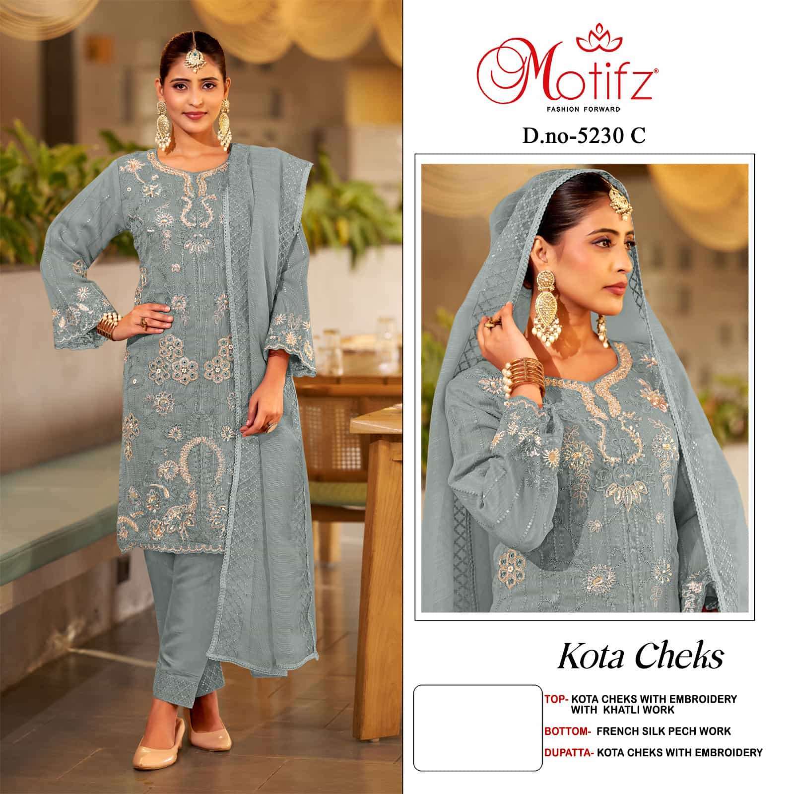 MOTIFZ D 5230 COLOURS DESIGNER EMBRODERY WORK STYLISH PAKISTANI SUIT WHOLESALE RATE