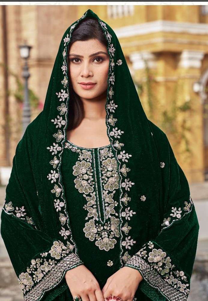 MOTIFZ R 1260 COLOURS DESIGNER READYMADE VELVET PAKISTANI SUIT EXPORTER 
