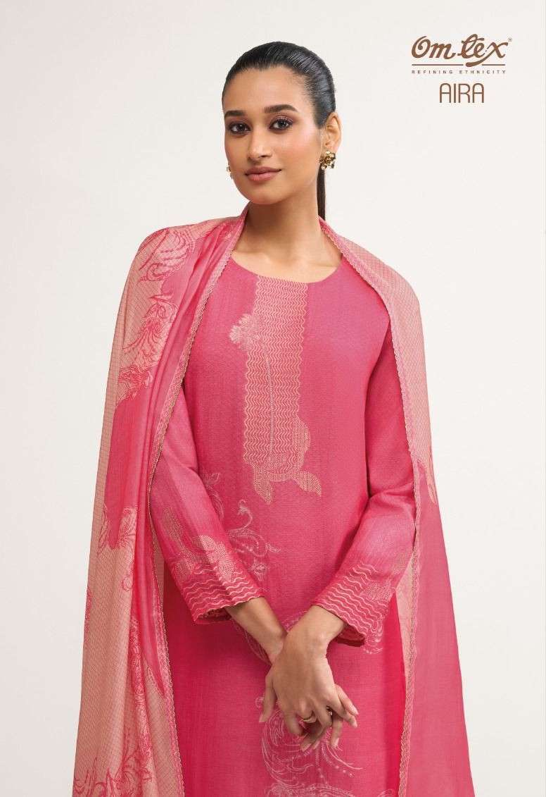 OMTEX AIRA PURE LINEN JACQUARD DESIGNER LADIES SUIT WHOLESALE RATE 