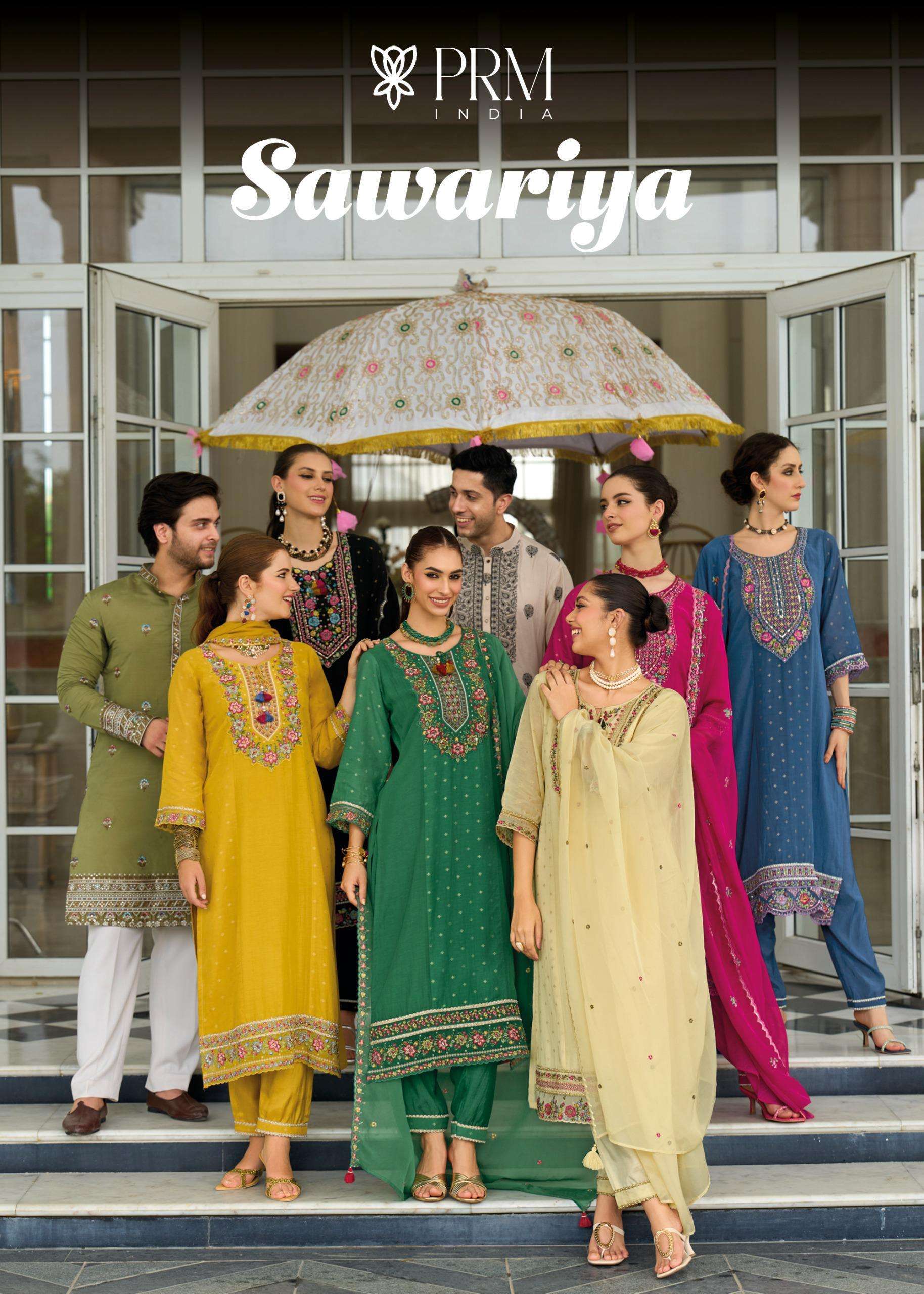PRM INDIA SAWARIYA DESIGNER EMBRODERY WORK THREE PCS COMBO SET WHOLESALER 