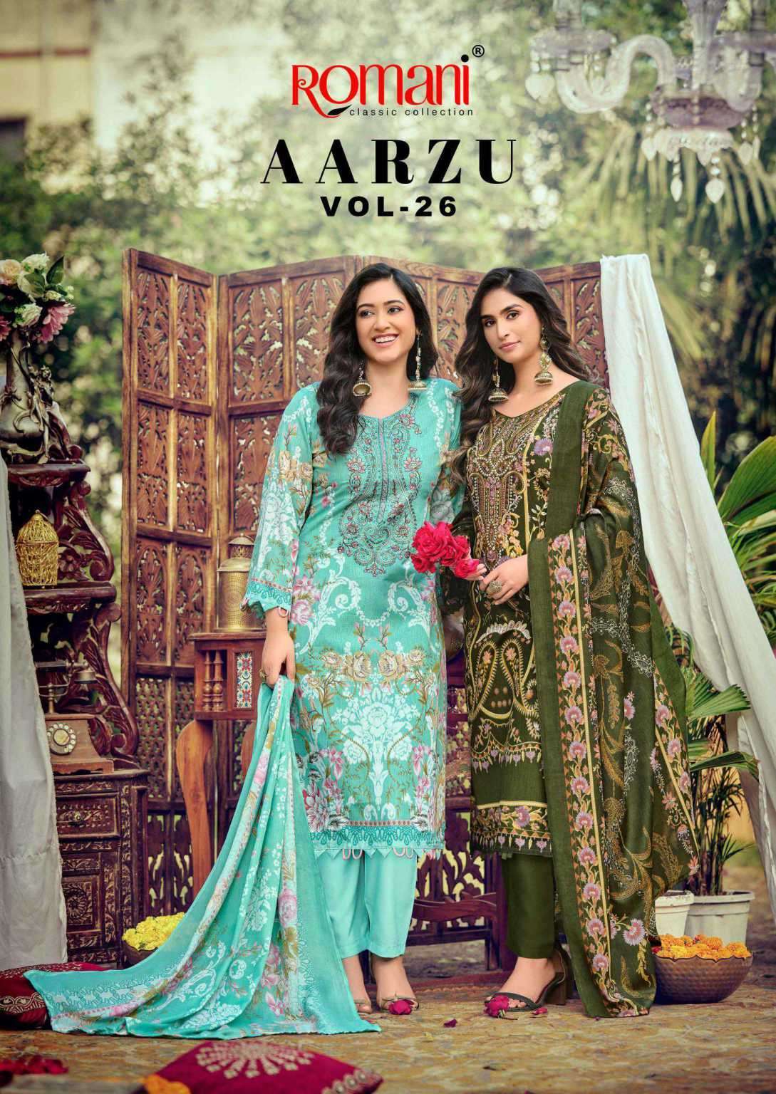 ROMANI AARZU VOL 26 SOFT COTTON PRINTED LADIES SUIT CATALOG WHOLESALER 
