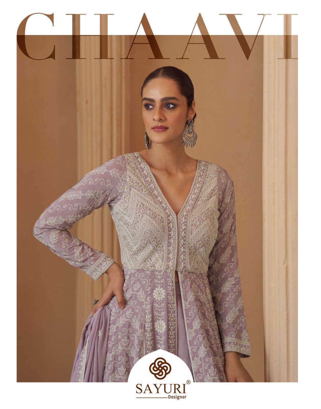 SAYURI DESIGNER  CHAAVI PREMIUM GEORGETTE PARYTWEAR READYMADE SUIT DEALER IN INDIA 